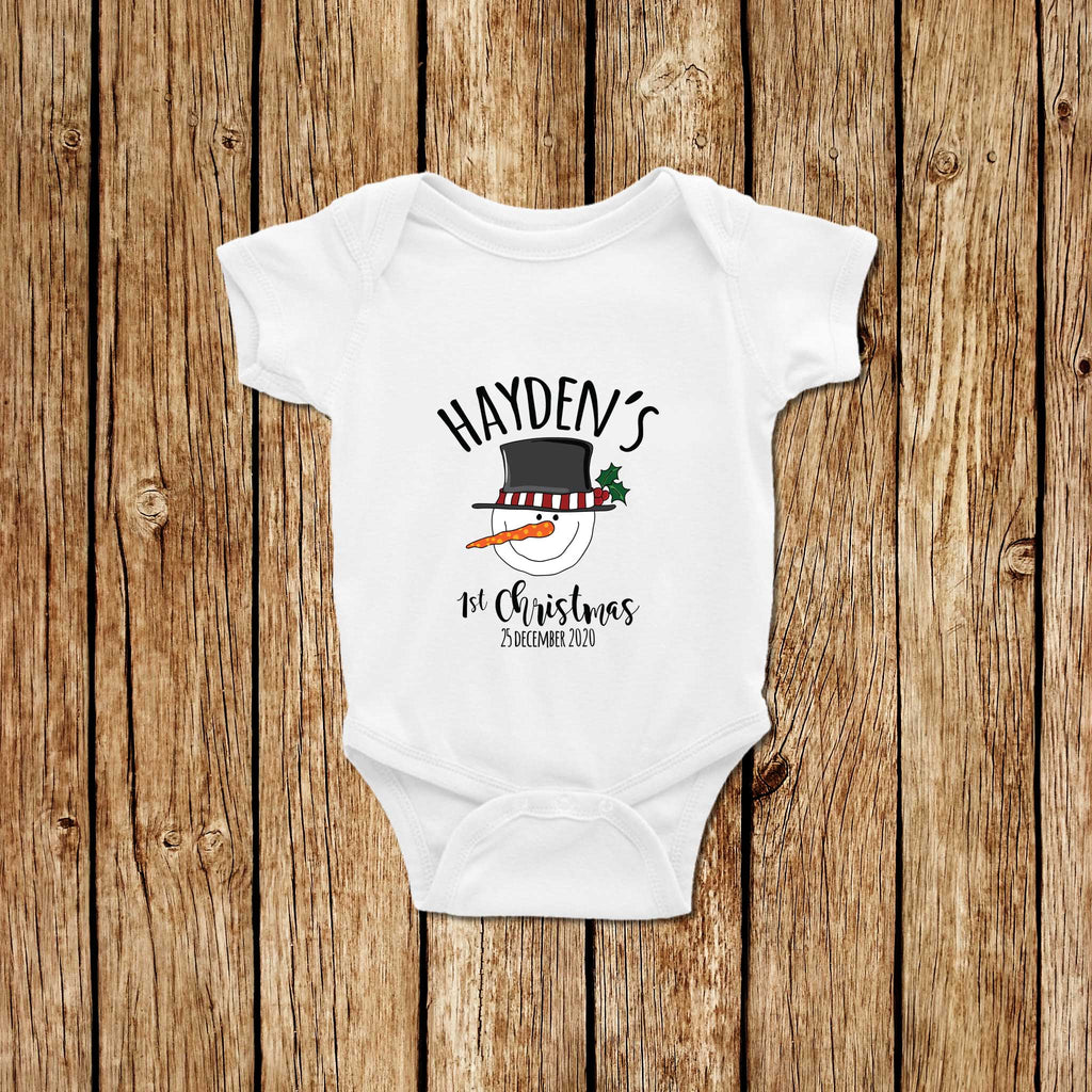 Baby's First Christmas Snowman - Baby Onesie
