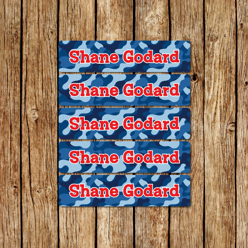 Blue Camo - Large Name Labels - Love my Goodies