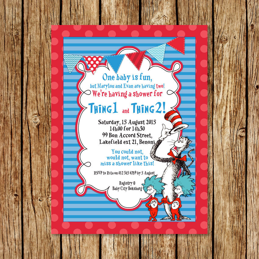 Dr Seuss Baby Shower Invitation - Love my Goodies