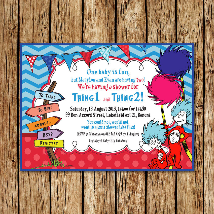 Dr Seuss 2 Baby Shower Invitation - Love my Goodies