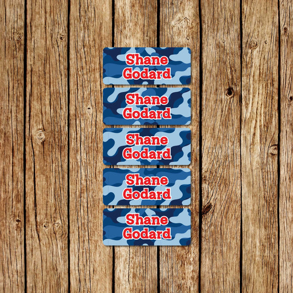Blue Camo - Small Name Labels - Love my Goodies