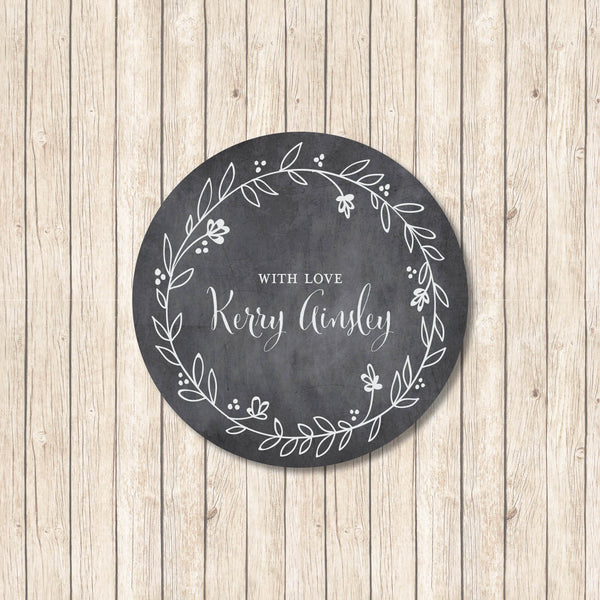 Chalkboard Wreath - Personalized gift stickers - Love my Goodies