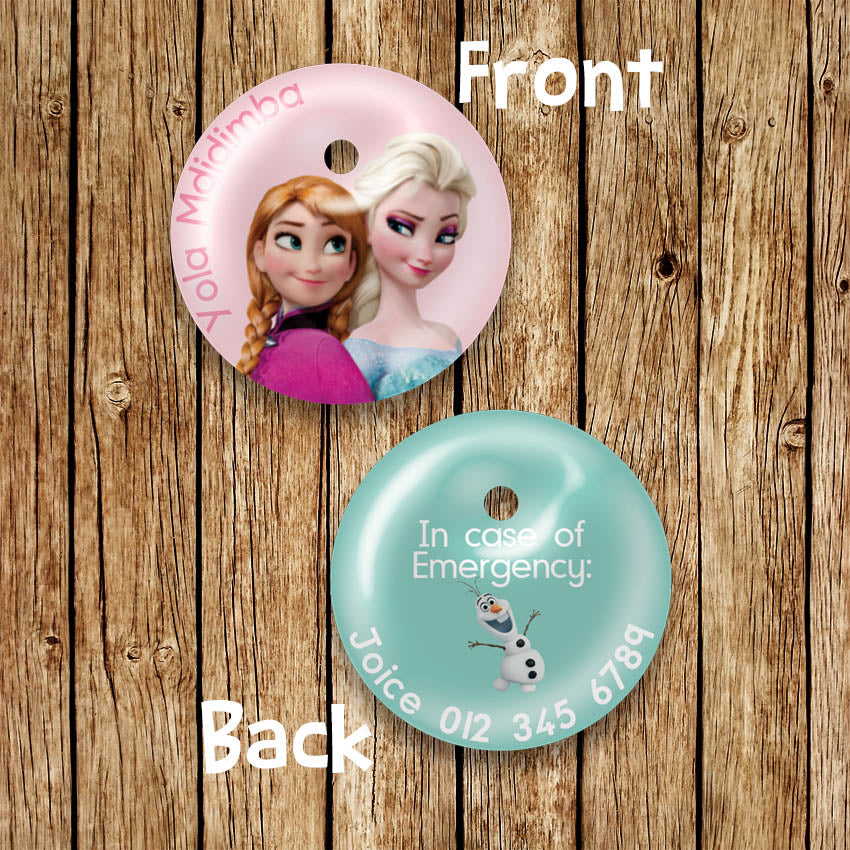 Elsa & Anna 1 Round Bag Tag - Love my Goodies