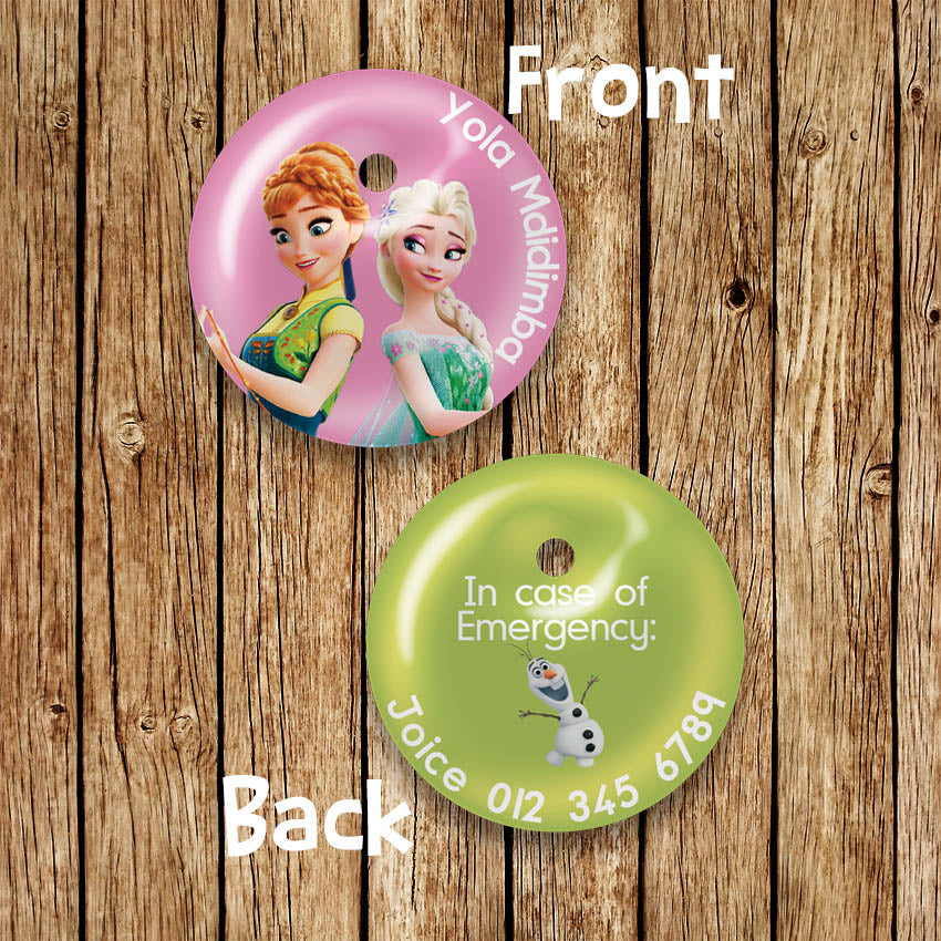 Elsa & Anna 2 Round Bag Tag - Love my Goodies