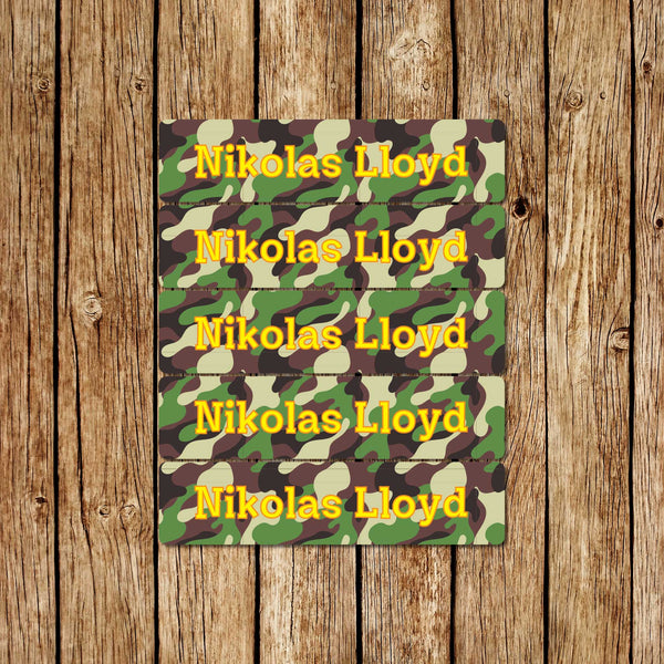 Green Camo - Large Name Labels - Love my Goodies
