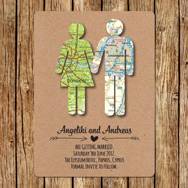 Map Figures Save the Date Invitation - Love my Goodies