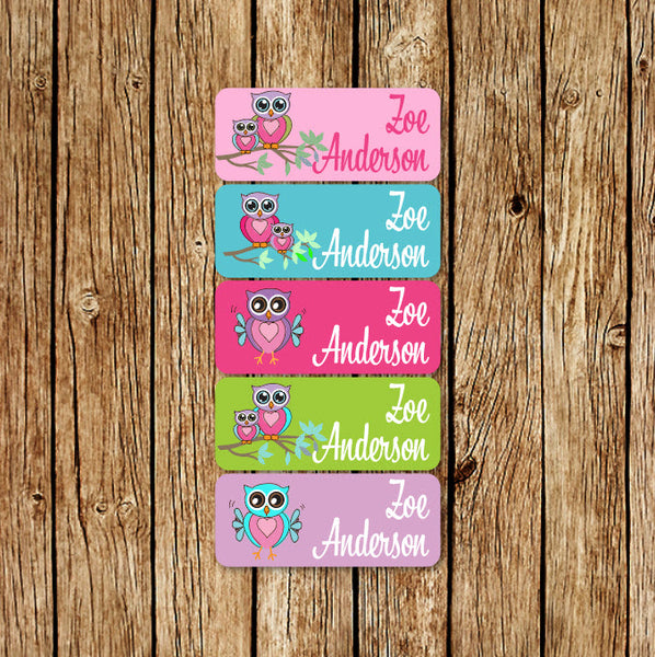 Owl Family - Small Name Labels - Love my Goodies