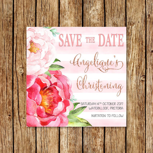 Peony Christening Save the Date - Love my Goodies