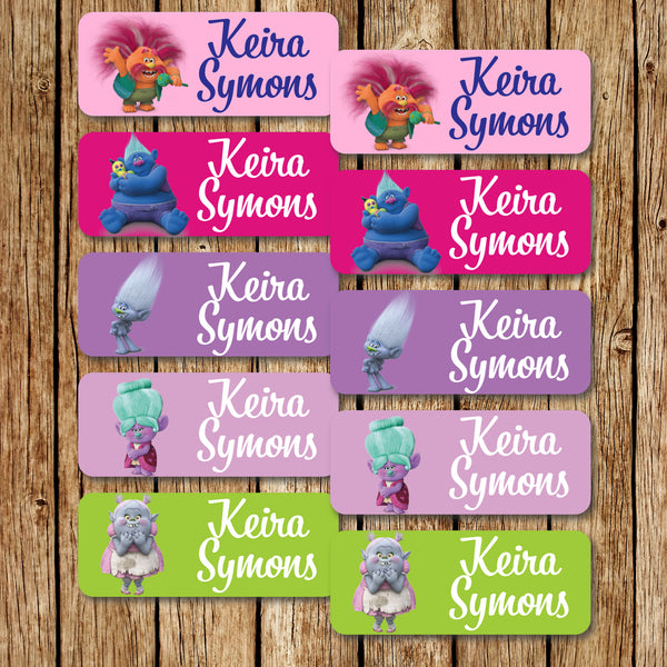 Trolls 2 - Small Name Labels - Love my Goodies
