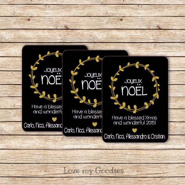 Joyeux Noel! Gold Christmas Wreath (Rectangle) - Love my Goodies