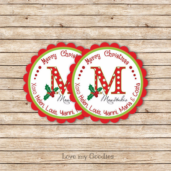 Christmas Family Initial - Gift Label - Love my Goodies
